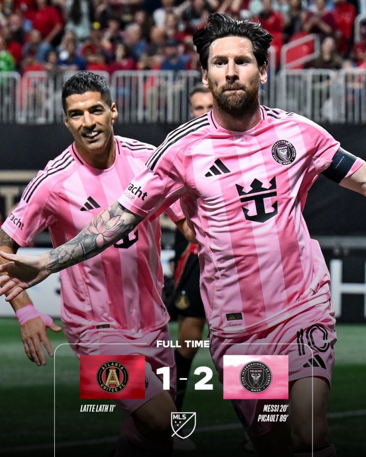 美职联：迈阿密2-1战胜亚特兰大联，豪取联赛三连胜 梅西精彩破门 法法绝杀对手